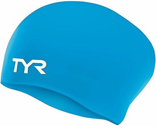 TYR Korek do pływania, silikonowe, zapewnia długie włosy, niebieski LCSL