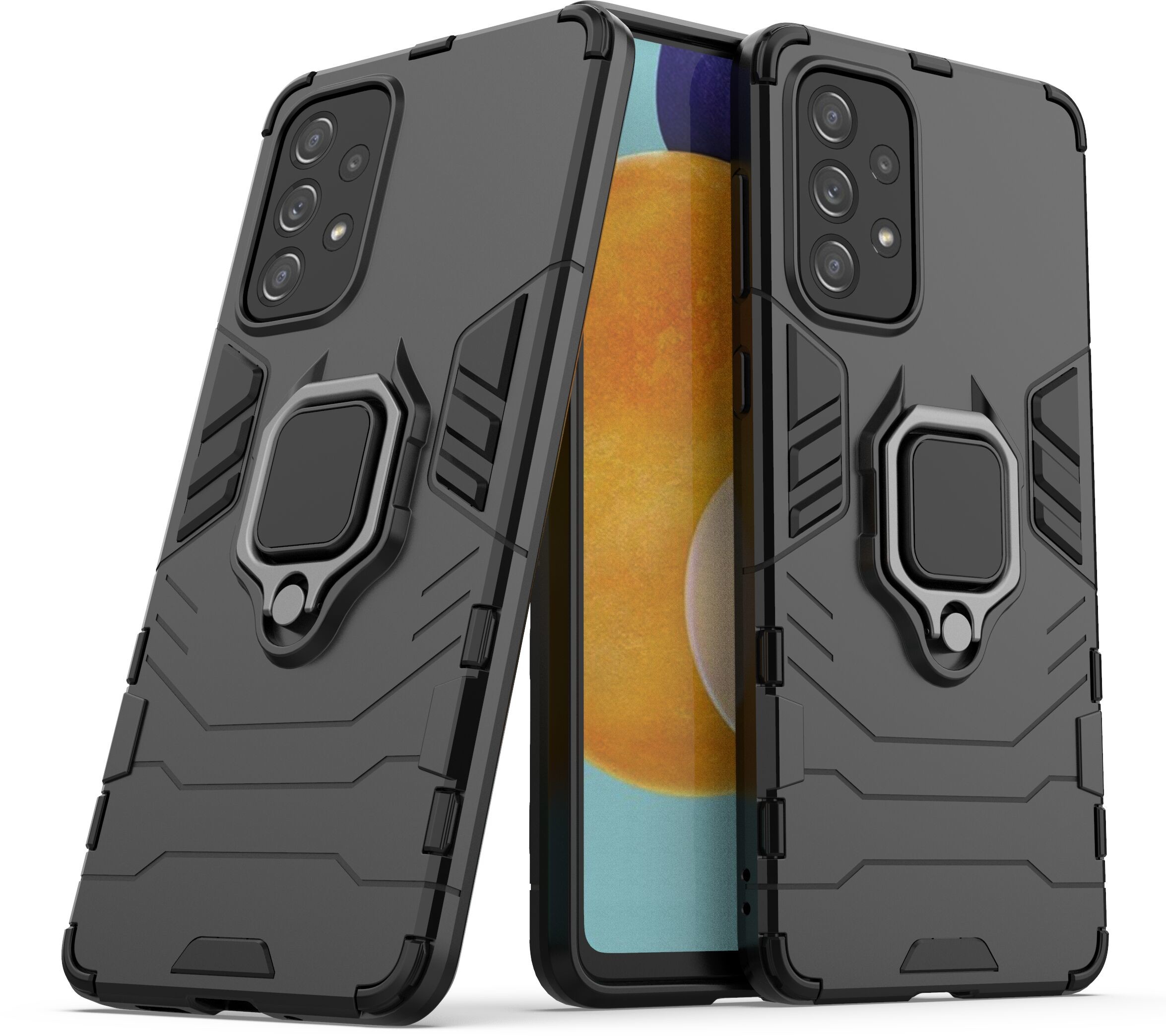 Hurtel Ring Armor pancerne hybrydowe etui pokrowiec + magnetyczny uchwyt Samsung Galaxy A73 czarny
