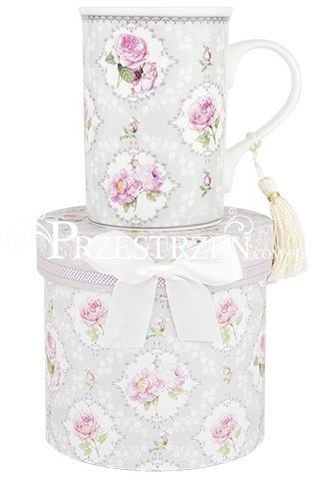Ashdene KUBEK PORCELANOWY FLORAL PRINTS Pink Rose Grey 16396