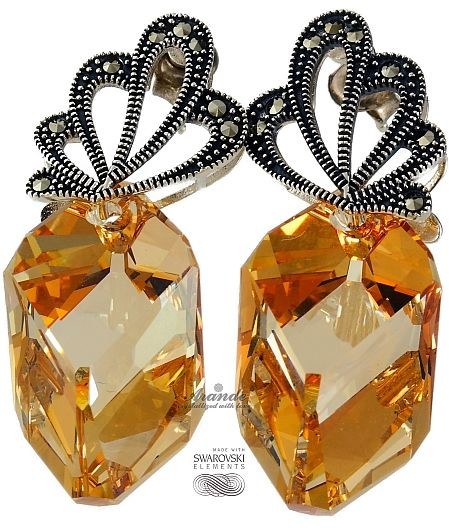 Swarovski PIĘKNE KOLCZYKI GOLDEN ADORE SREBRO 925