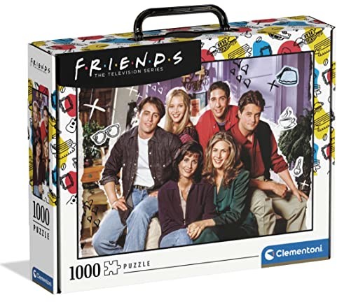 Clementoni 39681 Friends w puzzlach Suitcase 1000 elementów dla dorosłych i dzieci od 10 lat, gra zręcznościowa dla całej rodziny, wielokolorowa, średnia 39681