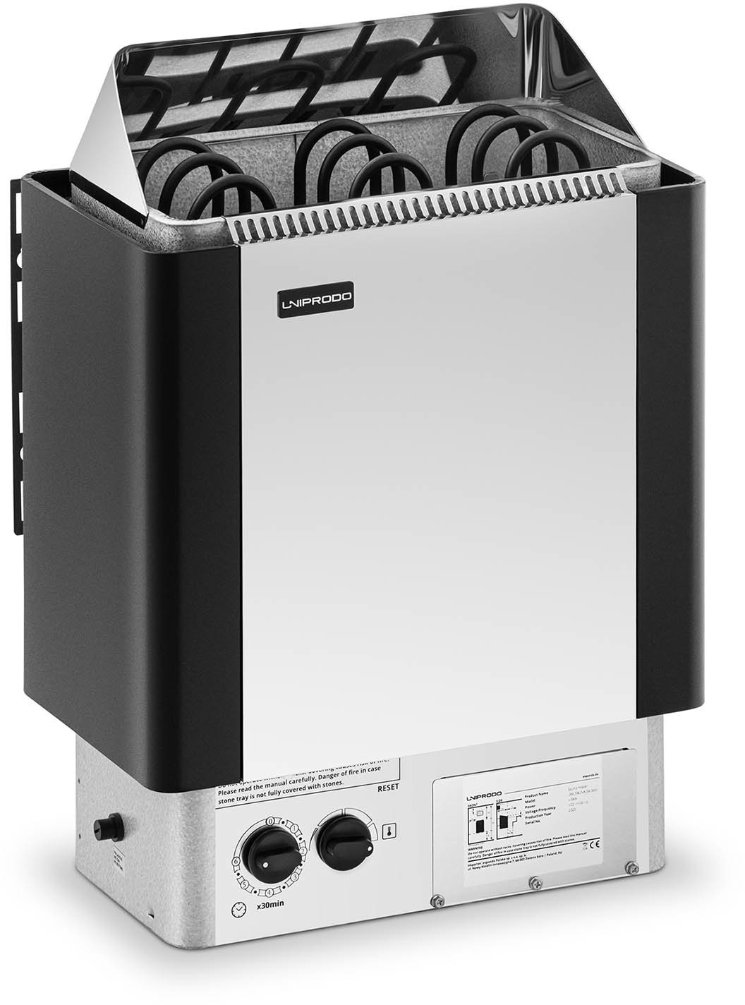 Uniprodo Piec do sauny - elektryczny - 4,5 kW - pokrętła - - UNI_SAUNA_S4.5KW UNI_SAUNA_S4.5KW