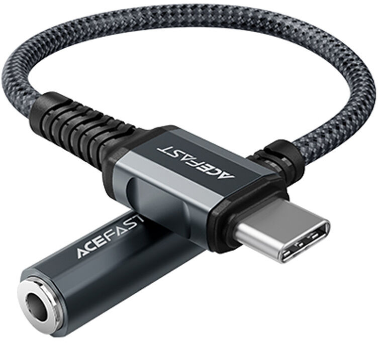 Acefast Acefast kabel audio USB Typ C - 3,5mm mini jack (żeński) 18cm, AUX szary (C1-07 deep space gray) C1-07-C-3,5mm deep space gray