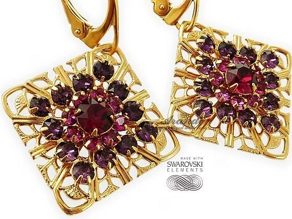 Swarovski UNIKAT KOLCZYKI RUBY GOLD CERTYFIKAT