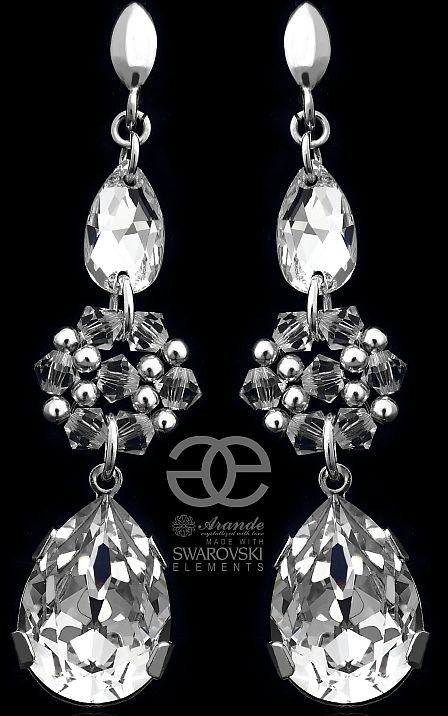 Swarovski Arande ŚLUBNE PIĘKNE KOLCZYKI CRYSTAL SREBRO 4439260653