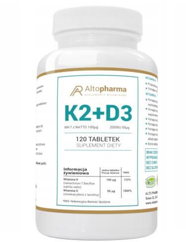 Altopharma Witamina K2 MK-7 z Natto 100 g + D3 2000I U 50 g 120 tabletek 1146131