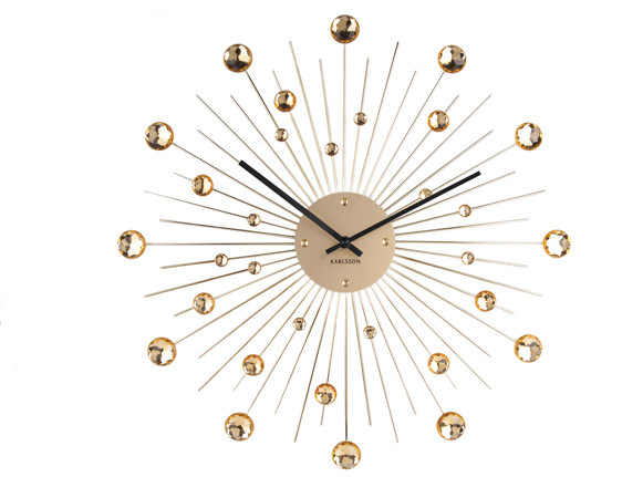 Karlsson Zegar ścienny Sunburst crystal gold large by KA4859GD