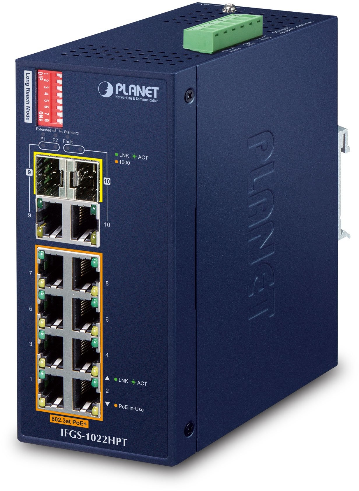 Planet IFGS-1022HPT łącza sieciowe Nie zarządzany Fast Ethernet IFGS-1022HPT