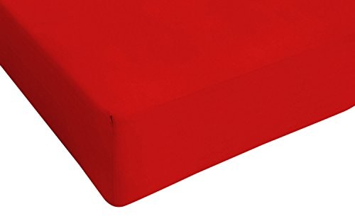 Italian Bed Linen Prześcieradło z gumką, czerwony, 170 x 200 cm STMXROSSO2P