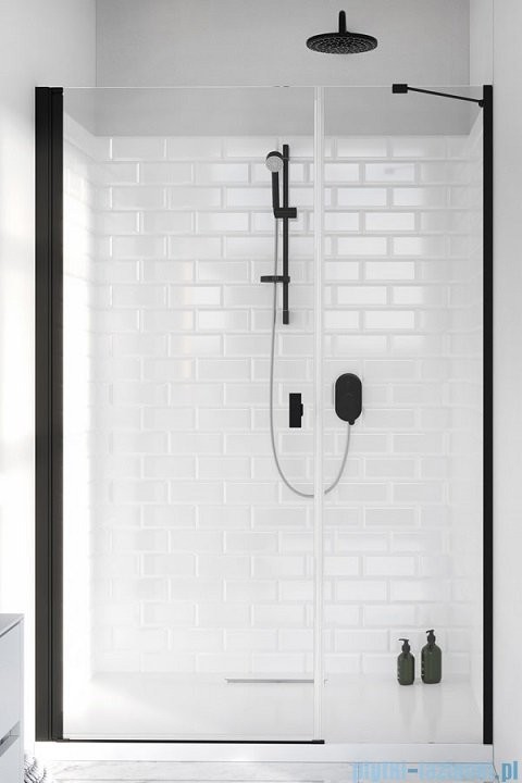 Radaway Nes 8 Black Dws I drzwi wnękowe 140cm lewe przejrzyste 10078120-54-01L/10078113-01-01 |