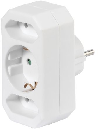 Vivanco A3 W gniazdo schuko-adapter 1 X złącze schuko/2 X Euro sprzęgła, kompaktowy, biały A3 W