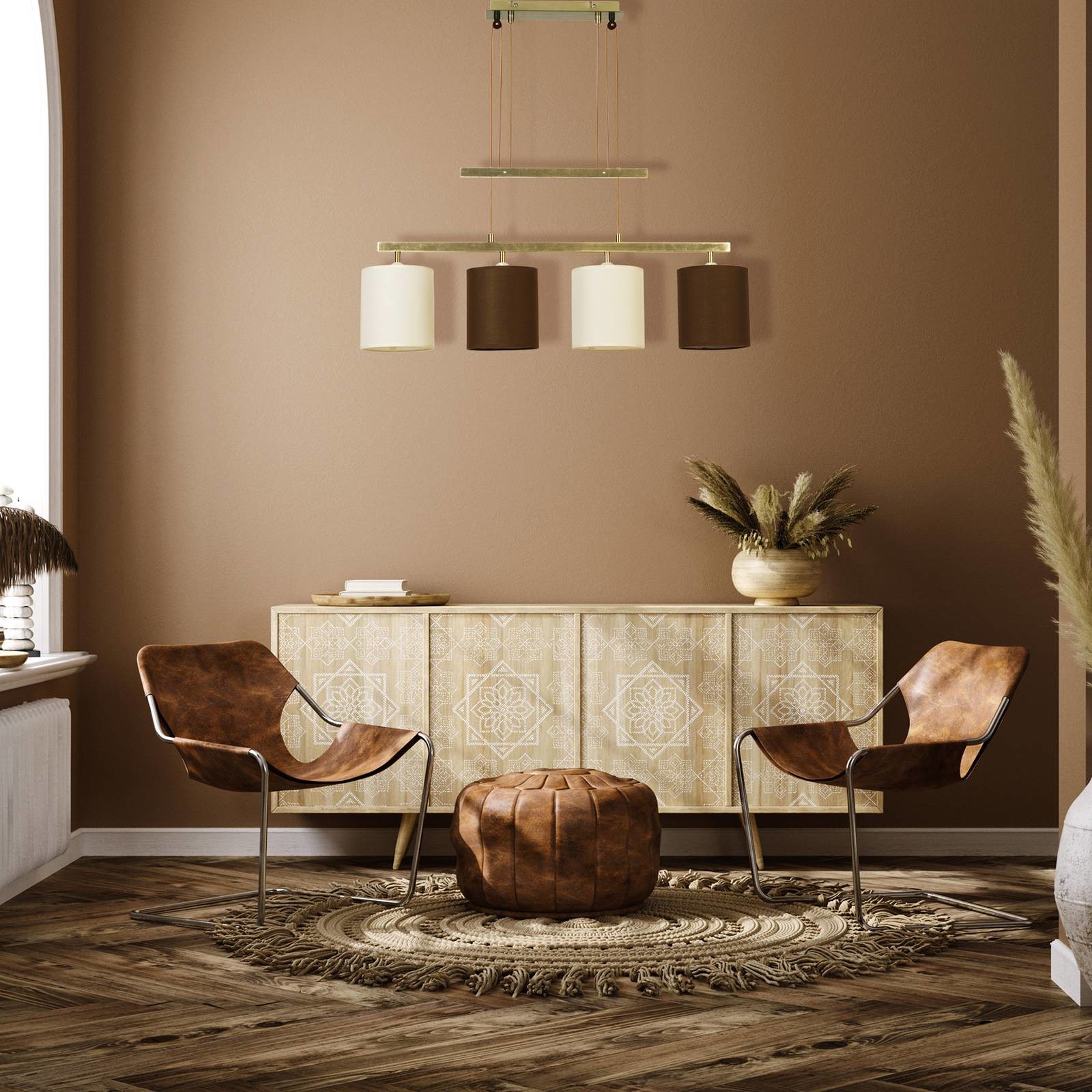 Näve Lampa wisząca Tilde tkanina, 4-pkt. brązowa/beżowa