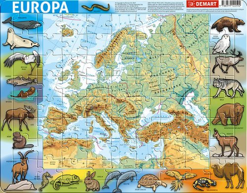 DEMART Puzzle ramkowe - Europa fizyczna