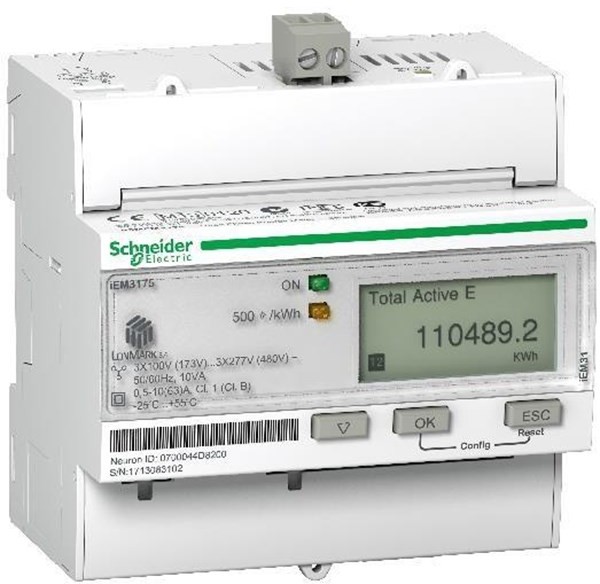 SCHNEIDER Triphase kwh meter 63a lon mid A9MEM3175