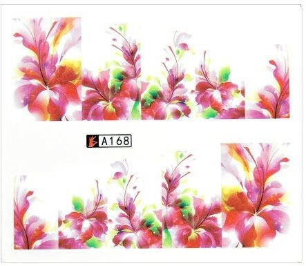 Allepaznokcie Naklejki wodne do paznokci arkusz 6,5 x 5,5 cm na 10 palców a Nr 168