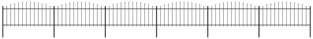 vidaxl Panele ogrodzeniowe z grotami, stal, (0,5-0,75)x10,2 m, czarne