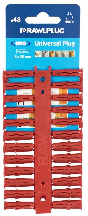 RawlPlug Kołek uniwersalny 6 x 28 mm Uno-Red 48 szt.