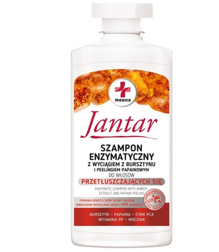 Jantar IDEEPHARM Medica, szampon enzymatyczny z wyciągiem z bursztynu do włosów przetłuszczających się, 330ml. IDEEPHARM 7074172