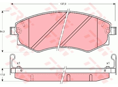 TRW Zestaw klocków hamulcowych, hamulce tarczowe GDB3169