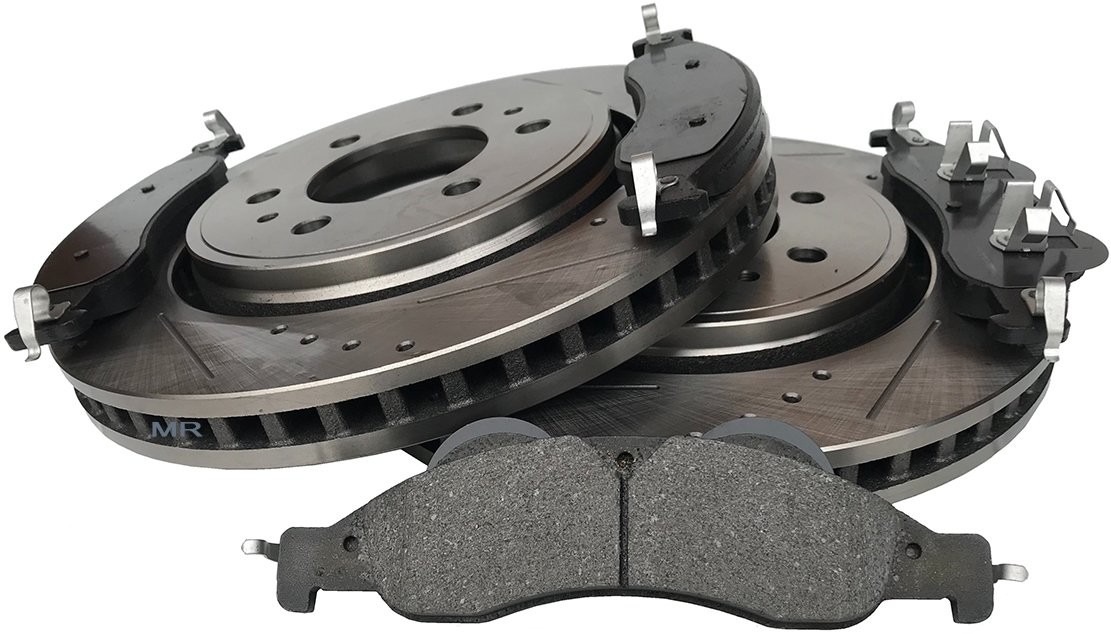 Przednie klocki + WIERCONE tarcze hamulcowe Ford Expedition 2007-2010 145698RL+NCD1278