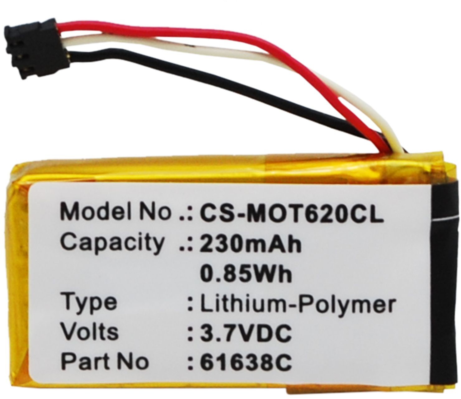 Cameron Sino Motorola Motoactv SNN5904A 230mAh 0.85Wh Li-Polymer 3.7V CS-MOT620CL