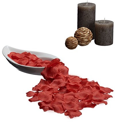 Relaxdays płatków róży 500er Pack, sztuczny, romantyczne róży kwiaty, dekoracja ściółkowa, wesele, różne kolory, czerwony, 13  x  12.5  x  0.5 cm 10020575_47