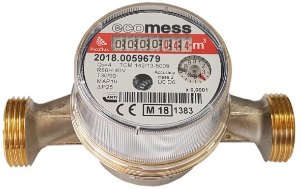 Ecomess Wodomierz do ciepłej wody Ecomess Picoflux 3/4  4 m3/h WOEJS4,0-CW