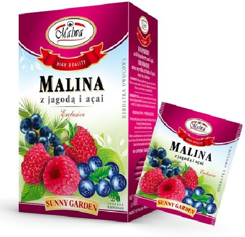 MALWA Herbata malina + jagoda i acai 20*2g MALWA 34MALHERMJ