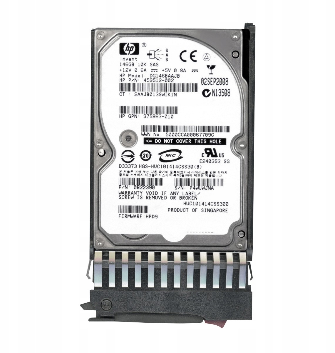 HP 459512-002 146GB 10K 16MB Sas 2.5'' DG146BAAJB