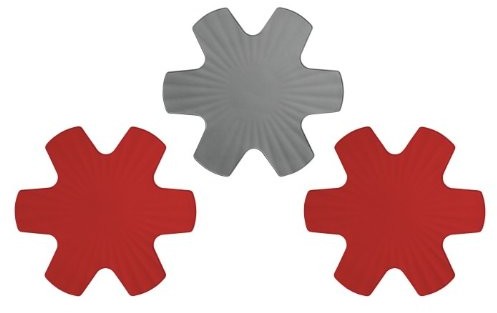 Woll wełniany ppset1 Pfannenschutzset-, 3-częściowy zestaw, 2 sztuki o średnicy 35 cm i 1 sztuki o średnicy 40 cm, czerwony/szary PPSET1