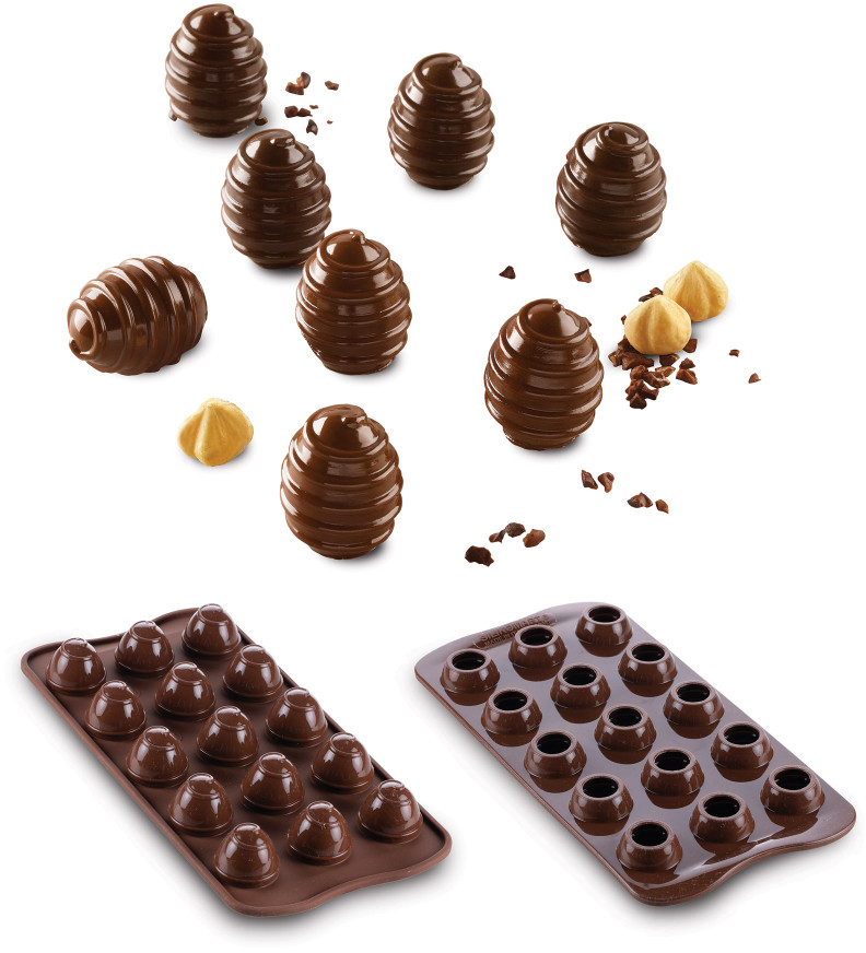 Silikomart Easy Choc Choco Spiral Brązowa Forma Do 15 Czekoladek Silikonowa