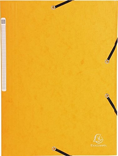 Exacompta 55950E teczka (karton Manila firmy, 3 klapy, etykiety, gumka ściągająca 600 G, DIN A4) losowy kolor 3130630559504