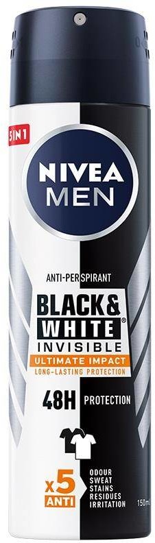 Nivea Men Black&White Invisible Ultimate Impact antyperspirant spray 150ml 92482-uniw