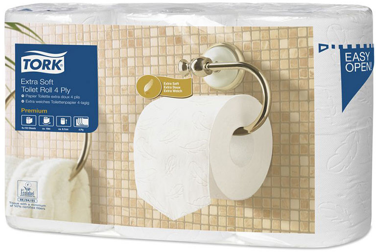 TORK Papier toaletowy w rolkach Premium biały ekstra miękki