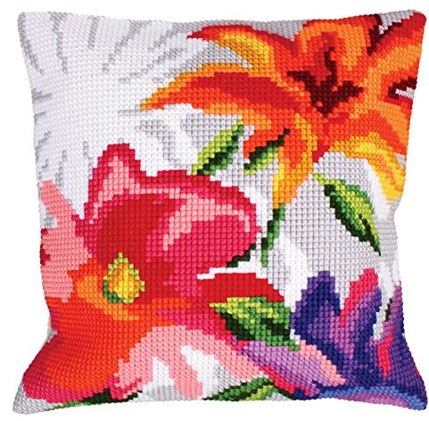 Duftin Poduszka z ' 5226 zestaw kwiaty kwiaty tapeta N ° 1 zestaw dużymi otworami bawełna wielobarwny, 50 x 45 x 0,1 cm 5226