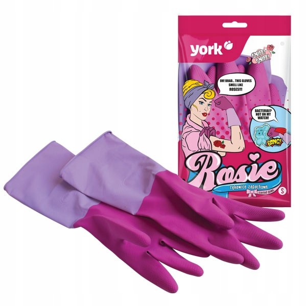 York Rękawice gumowe uniwersalne M zapachowe Rosie
