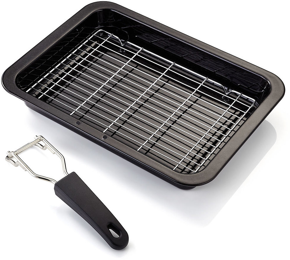 Judge Grill Tray Plus 39 X 25 Cm Czarna Brytfanna Ze Stali Węglowej Z Rusztem I Odpinanym Uchwytem