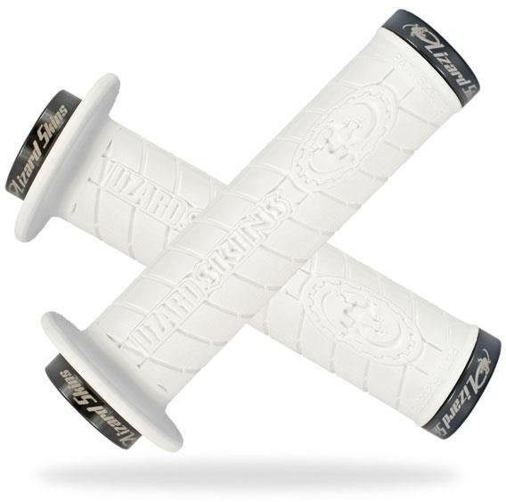 LIZARD SKINS Chwyty kierownicy LIZARDSKINS LOGO FLANGE LOCK-ON klamry czarne 120mm białe 696260562206