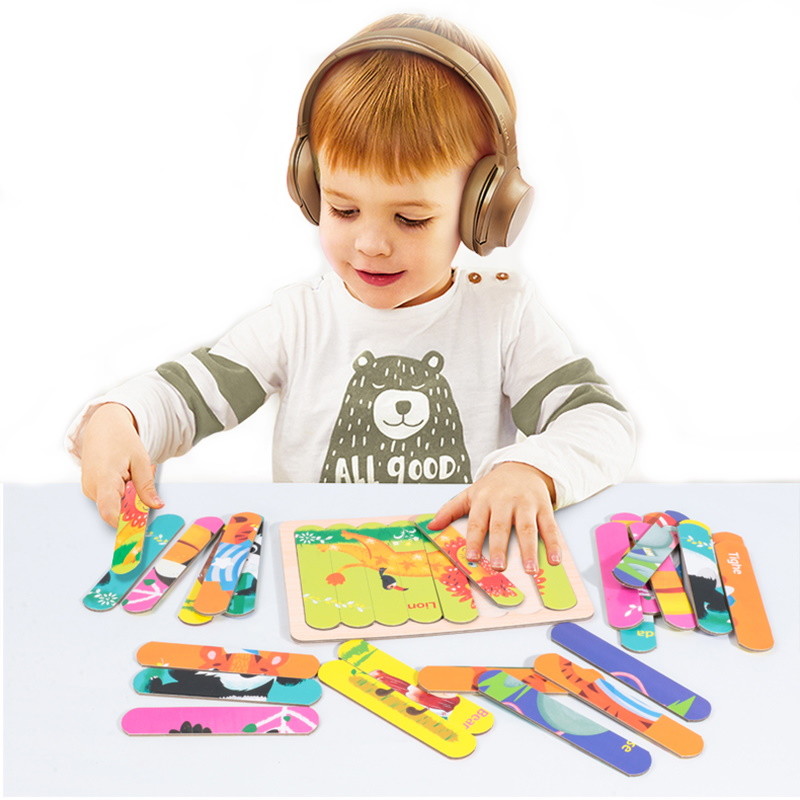 Drewniane Puzzle Układanka Dinozaur Montessori