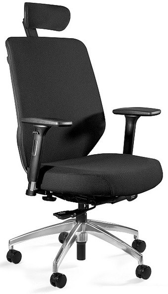 Unique Meble Krzesło biurowe ergonomiczne z zagłówkiem HERO czarny/tkanina sm