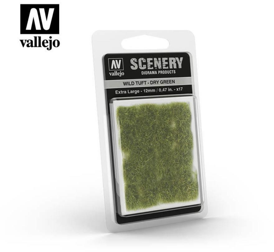 Vallejo Kępki samoprzylepne zielone - Wild Tuft Dry Green 12mm / 17 szt. Vallejo SC424