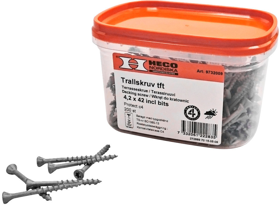HECO Wkrety tarasowe Protect 4 200 szt 4.2x42 mm