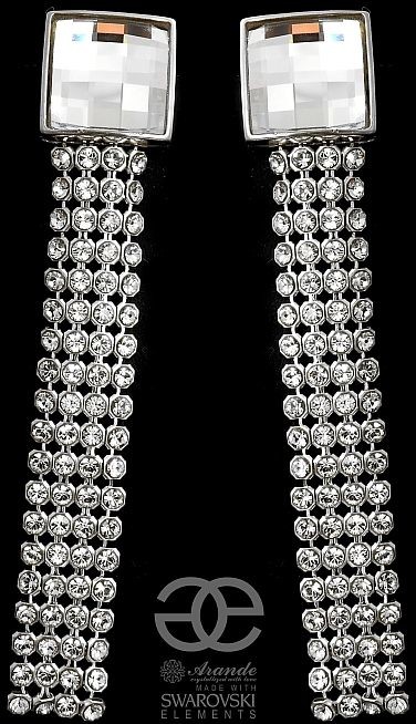 Swarovski UNIKAT kolczyki CRYSTAL CARRE SREBRO