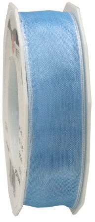 Pattberg Prezent 25 MM 25 m Four Seasons  taśma organza z drutu, jasnoniebieski 6072525-014