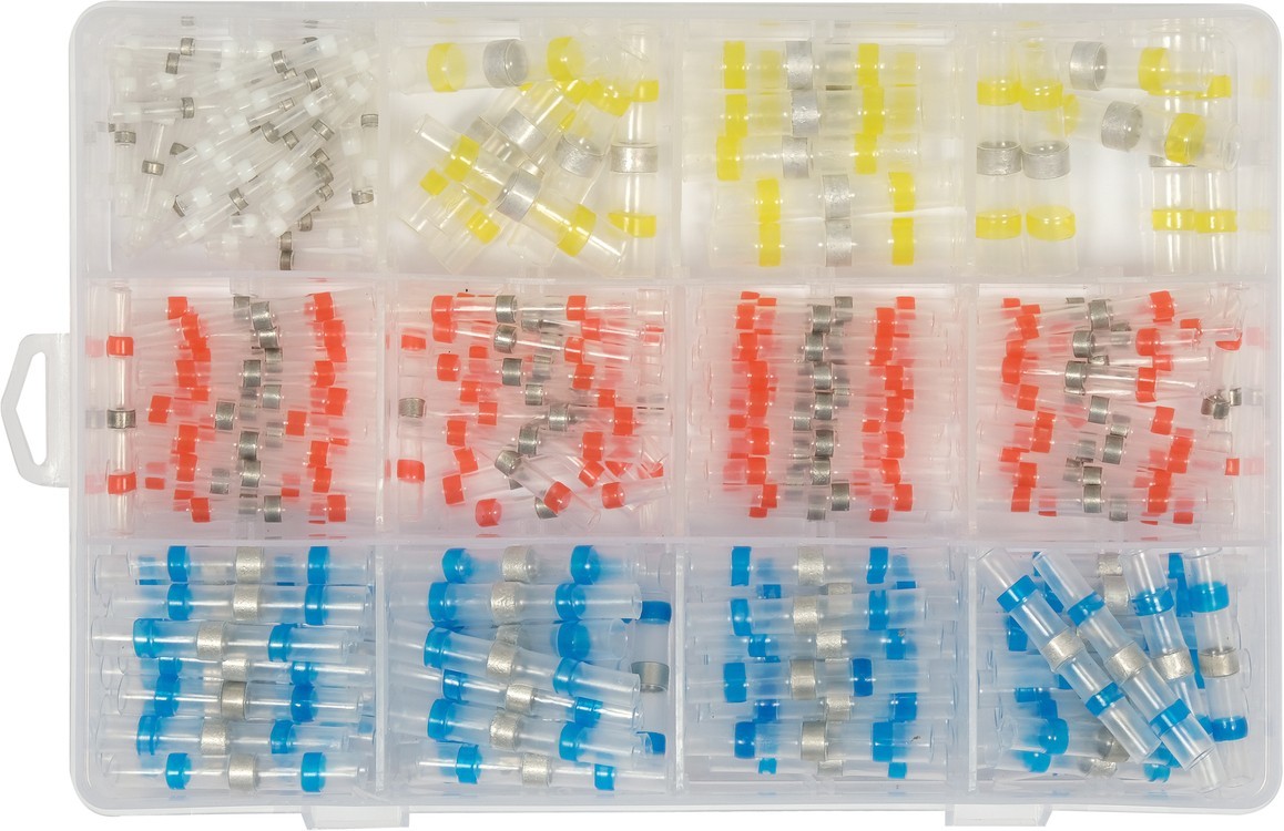 YATO ZESTAW 220 SZTUK PRZEZROCZYSTYCH WODOODPORNYCH KOSZULEK TERMOKURCZLIWYCH Z CYNĄ 0,25-6MM2