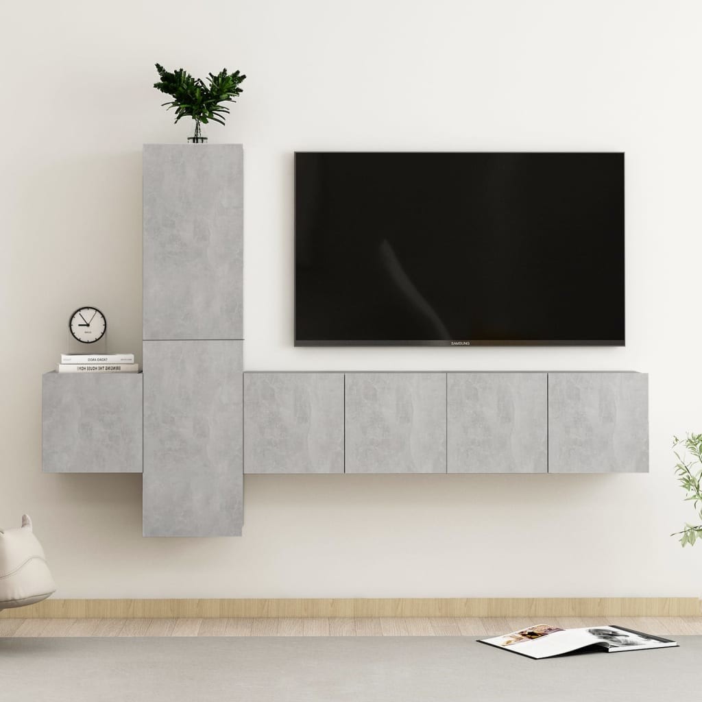 vidaXL Lumarko 5-cz. zestaw szafek TV, szarość betonu, płyta wiórowa 3079073