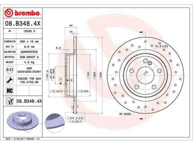 BREMBO Tarcza hamulcowa 08.B348.4X