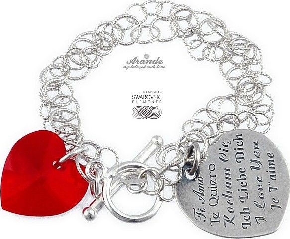 Swarovski Arande bransoletka KOCHAM CIĘ WALENTYNKI SREBRO 3874300790