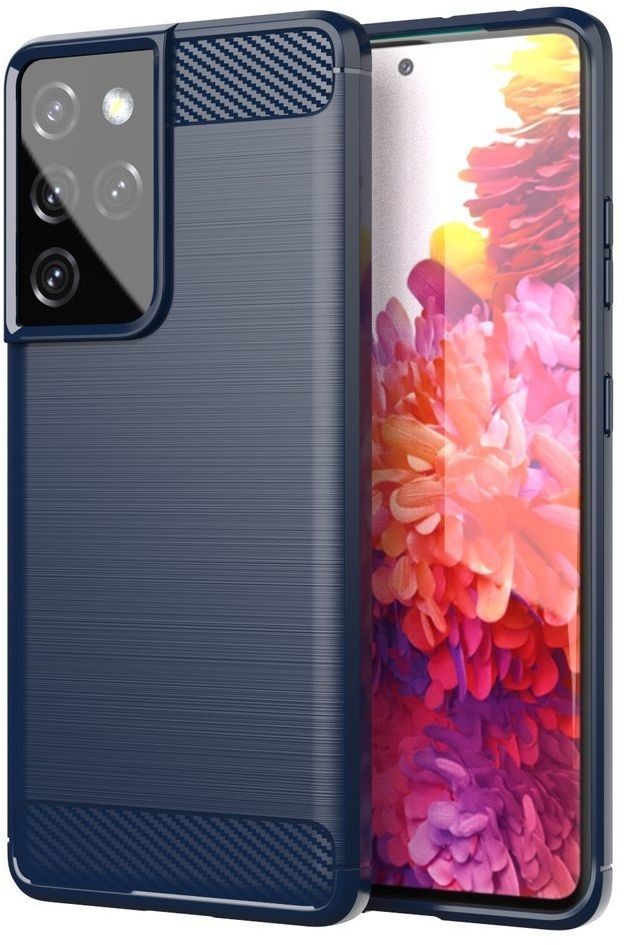 Hurtel Carbon Case elastyczne etui pokrowiec Samsung Galaxy S21 Ultra 5G niebieski