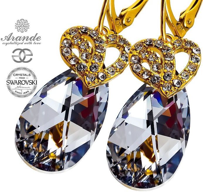 Swarovski SPECIAL piękne kolczyki COMET GOLD ZŁOTE SREBRO